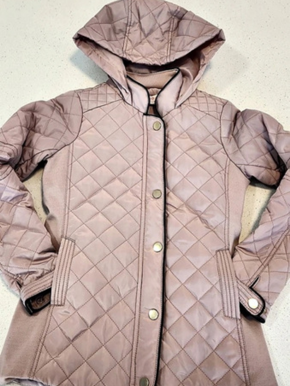 CISONO Kids KDNY2004 Girls Quilted Hooded Jacket in Pink Size Medium (10)